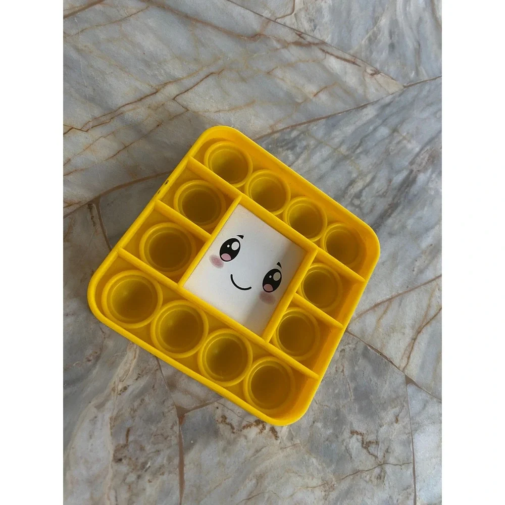 Yellow‎ Square Pop Fidget Toy Kawaii Smiling Face Sensory Stress Relief 4x4